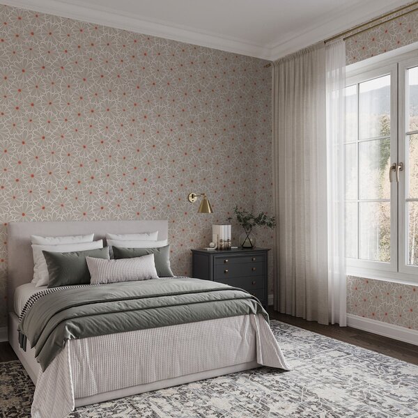 Carta da parati Fiori dai contorni definiti con il centro luminoso, Parati fiori e piante classici, a01234v2 : Uwalls.it