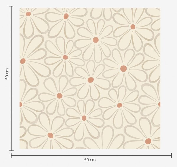 Carta da parati Grandi fiori dai contorni ben definiti su uno sfondo color crema chiaro, Parati fiori e piante classici, a01234v1 : Uwalls.it
