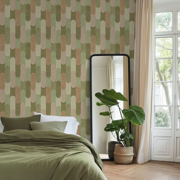 Carta da parati Motivo geometrico con forme verticali arrotondate, Parati astratta classici, a01235 : Uwalls.it