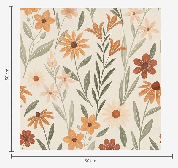 Carta da parati Fiori di campo dai caldi toni arancioni, Parati fiori e piante classici, a01237 : Uwalls.it
