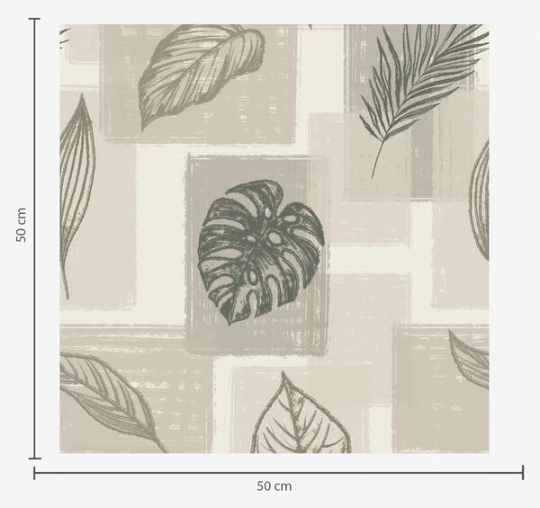 Carta da parati Contorni di foglie tropicali con blocchi geometrici, Parati fiori e piante classici, a01239 : Uwalls.it