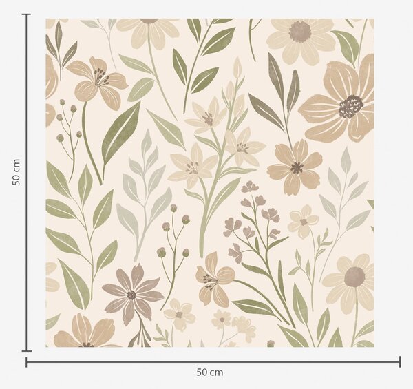 Carta da parati Delicati fiori di campo dai toni naturali, Parati fiori e piante classici, a01238 : Uwalls.it