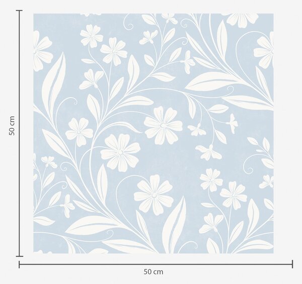 Carta da parati Fiori bianchi e rampicanti su uno sfondo azzurro chiaro, Parati fiori e piante classici, a01242 : Uwalls.it