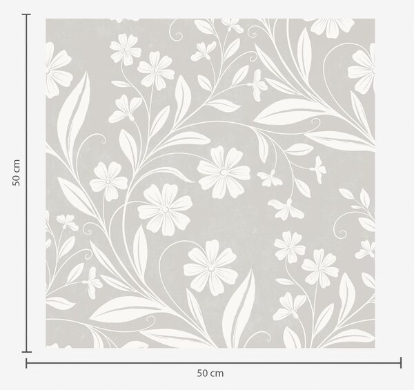 Carta da parati Fiori bianchi e rampicanti su uno sfondo grigio chiaro, Parati fiori e piante classici, a01242v2 : Uwalls.it