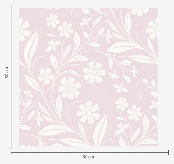 Carta da parati Fiori bianchi e rampicanti su uno sfondo rosa tenue, Parati fiori e piante classici, a01242v1 : Uwalls.it