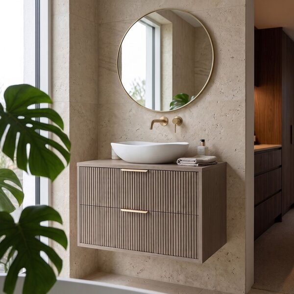 Mobile bagno sotto lavabo Rea Mono 80cm Grey Oak