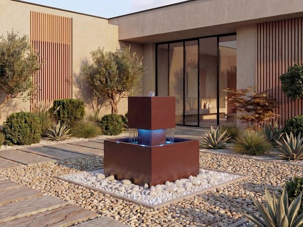 Fontana per esterni in Acciaio inox con LED H.65 cm Terracotta - CARDINA