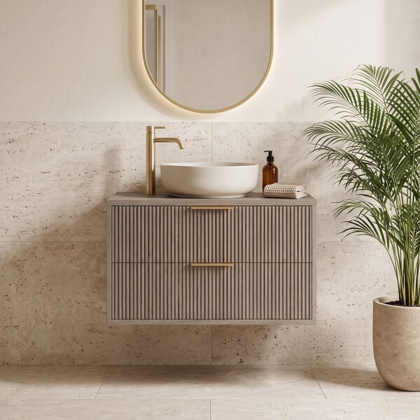 Mobile bagno sotto lavabo Rea Mono 80cm Grey Oak