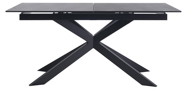 Table allungabile da pranzo in ceramica nera e metallo L168-210 cm MELZA