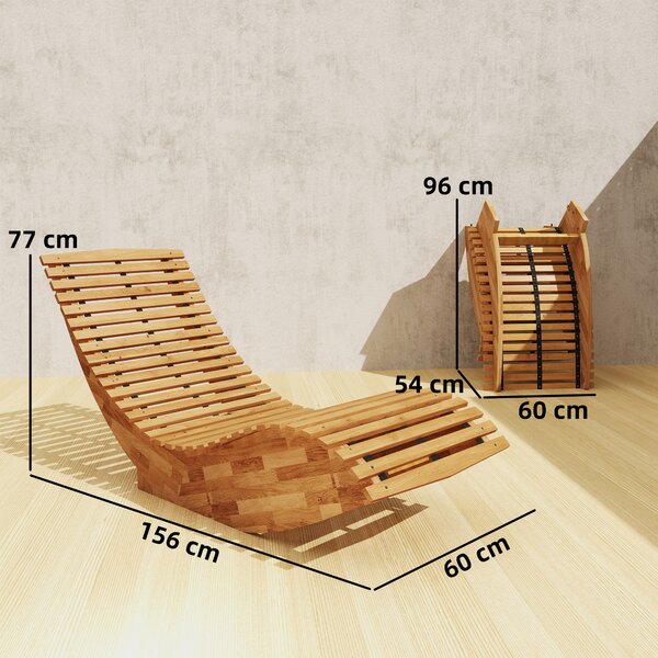 Outsunny Set di 2 Sedia Dondolo Esterno, Sdraio Pieghevole Ergonomica Legno Acacia, Naturale. | Aosom Italy