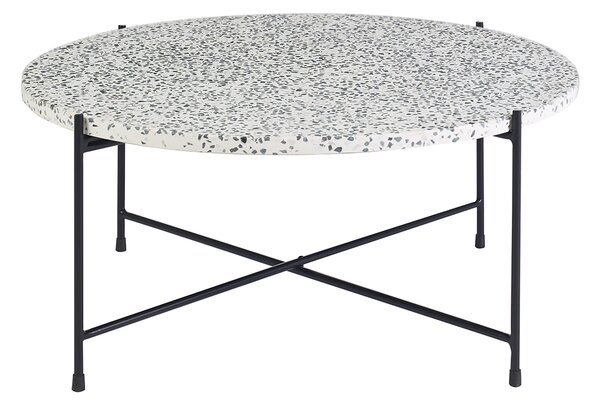 Tavolo basso rotondo design in terrazzo e metallo nero D81 cm MEZZO