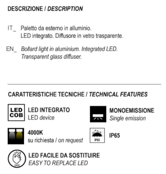 Lampioncino classico promoingross huk 70 ru led ip65 alluminio vetro monoemissione - Promoingross