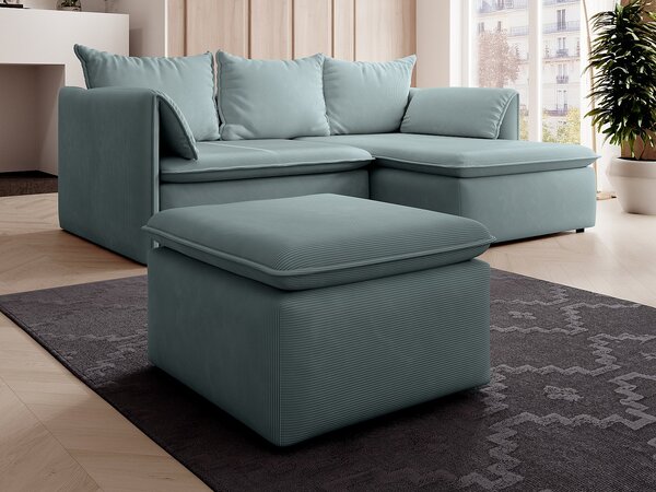 Pouf in Velluto a coste sottili Blu - TEODORA