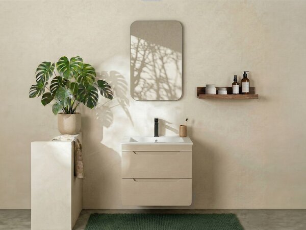 Mobile bagno sospeso con lavabo da incasso Beige 60 cm - ARUBA