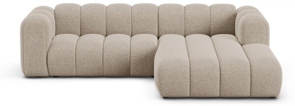 Divano angolare beige (con penisola a destra/con chaise lounge) con rivestimento in ciniglia Lupine – Micadoni