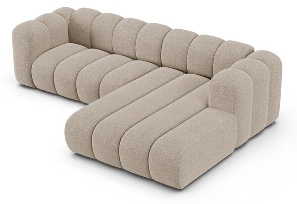 Divano angolare beige (con penisola a destra/con chaise lounge) con rivestimento in ciniglia Lupine – Micadoni