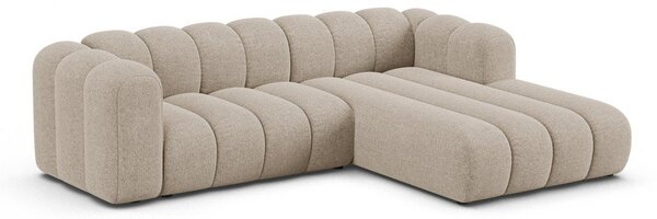 Divano angolare beige (con penisola a destra/con chaise lounge) con rivestimento in ciniglia Lupine – Micadoni