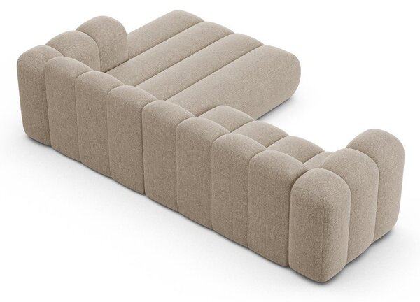 Divano angolare beige (con penisola a destra/con chaise lounge) con rivestimento in ciniglia Lupine – Micadoni