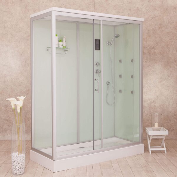 Box Doccia Idromassaggio Multifunzione 130x70 Cm Vorich White Air Lato Destro