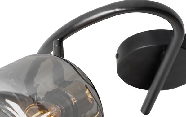 Faretto da soffitto nero con vetro fumé rotondo 3 luci - Zuzanna