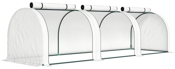 Outsunny Serra da Giardino a Tunnel in Acciaio e Plastica PE con Porte Avvolgibili, 295x100x80 cm, Bianco | Aosom Italy