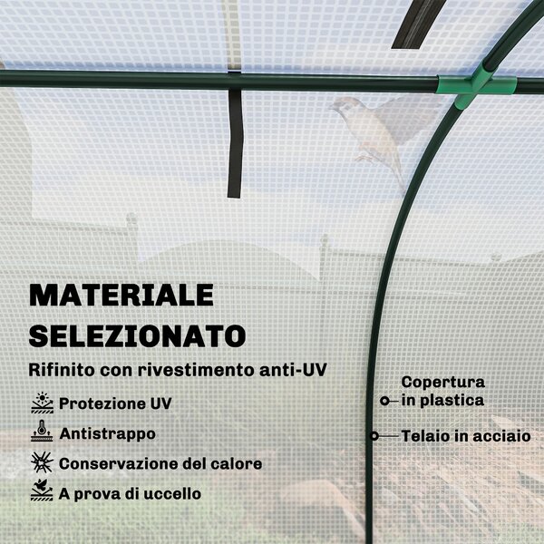 Outsunny Serra da Giardino a Tunnel in Acciaio e Plastica PE con Porte Avvolgibili, 295x100x80 cm, Bianco | Aosom Italy