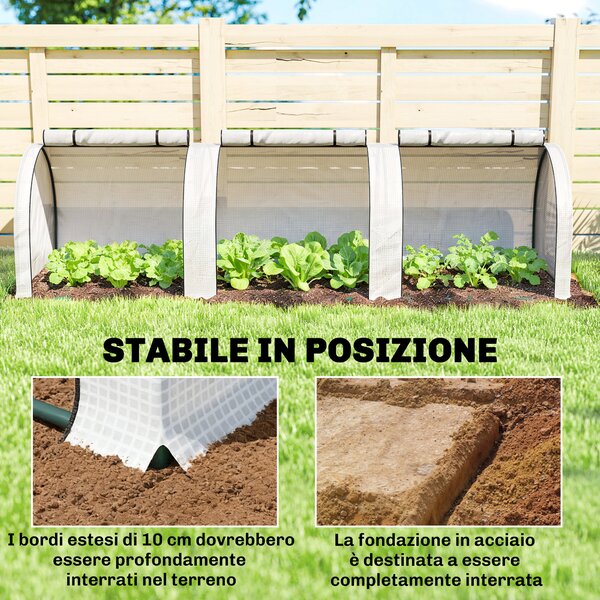 Outsunny Serra da Giardino a Tunnel in Acciaio e Plastica PE con Porte Avvolgibili, 295x100x80 cm, Bianco | Aosom Italy