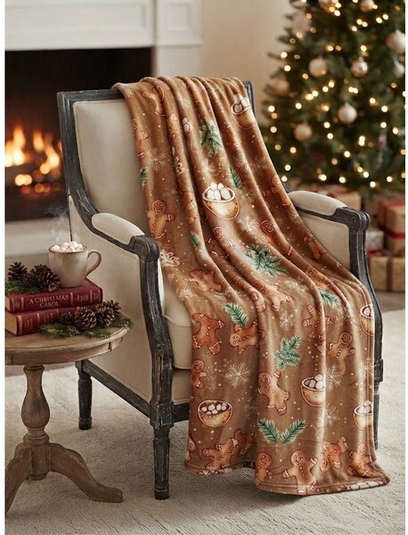 Coperta marrone a tema natalizio 150x200 cm Vánoční pohoda – My House