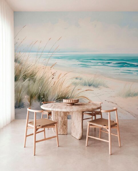 Carta da parati Spiaggia sabbiosa con onde e dune, Carta da parati Natura, w05537 : Uwalls.it