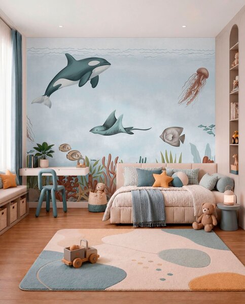 Carta da parati Animali marini tra coralli e alghe, Carta da parati Mare, w05545 : Uwalls.it