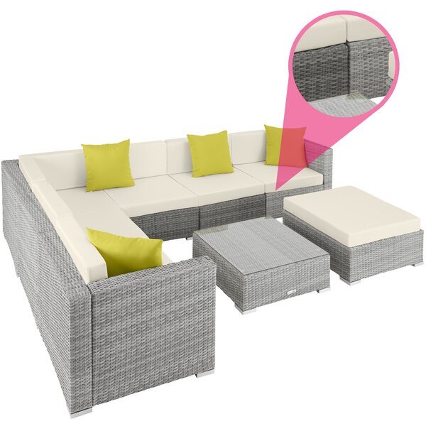 Tectake 404647 set lounge da giardino marbella con telaio in alluminio - grigio chiaro (difetto di colorazione)