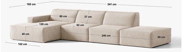 Divano angolare beige (con penisola a sinistra/con chaise lounge) Jodie – Micadoni