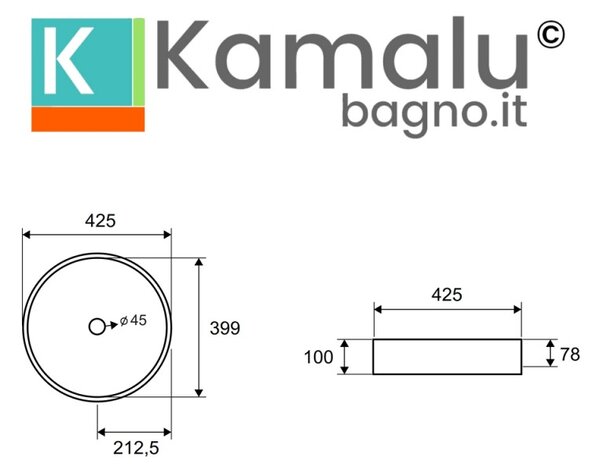 Kamalu lavabo da appoggio rotondo con finitura terrazzo cemento| ktere-430d