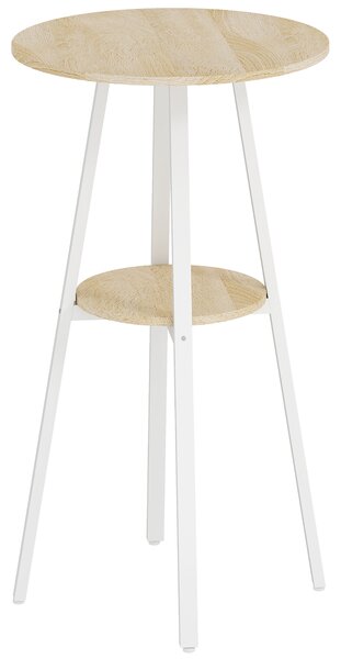 HOMCOM Tavolo Alto Rotondo con Mensola, Tavolo Moderno per Cucina o Sala da Pranzo, per 2 Persone, Naturale e Bianco | Aosom Italy