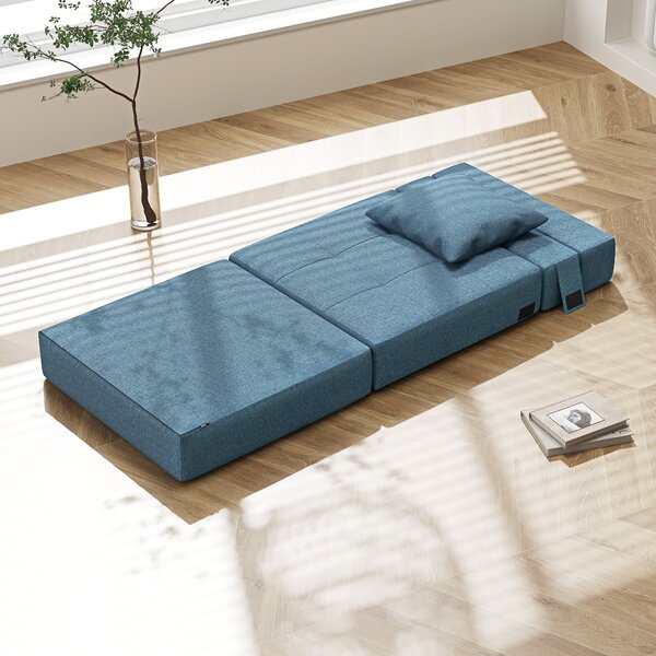 HOMCOM Poltrona-letto con 1 cuscino sfoderabile, divano-letto convertibile 1 posto in tessuto, 70x70x61 cm, Blu scuro | Aosom Italy