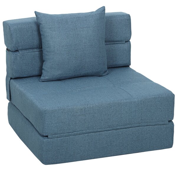 HOMCOM Poltrona-letto con 1 cuscino sfoderabile, divano-letto convertibile 1 posto in tessuto, 70x70x61 cm, Blu scuro | Aosom Italy