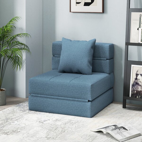 HOMCOM Poltrona-letto con 1 cuscino sfoderabile, divano-letto convertibile 1 posto in tessuto, 70x70x61 cm, Blu scuro | Aosom Italy
