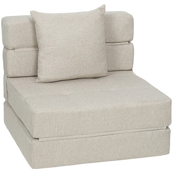 HOMCOM Poltrona-letto con 1 cuscino sfoderabile, divano-letto convertibile 1 posto in tessuto, 70x70x61 cm, Beige | Aosom Italy