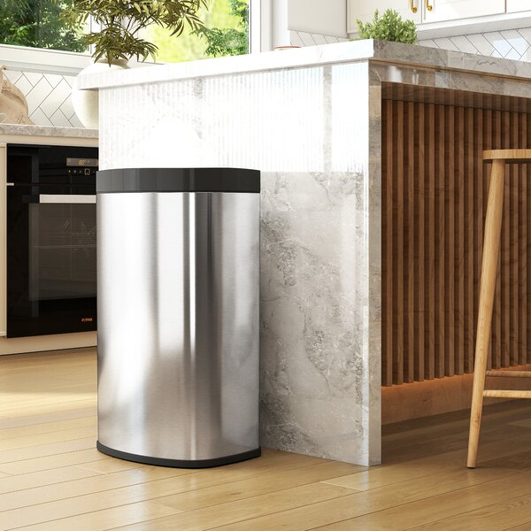 HOMCOM Pattumiera da cucina automatica con coperchio a chiusura morbida, 55 L in acciaio inossidabile, 38x28,5x69 cm, argento | Aosom Italy
