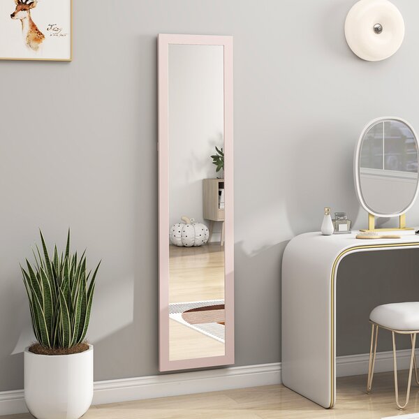 HOMCOM Specchio a Figura Intera con con Cornice in MDF Inclinato o Appeso Rosa Perla, 37x3.8x157 cm, Rosa | Aosom Italy