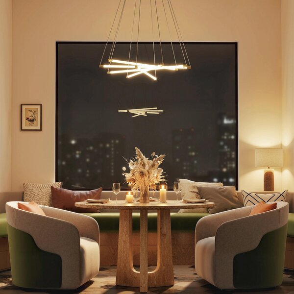 HOMCOM Lampada da soffitto con 5 tubi luminosi regolabili per soggiorno, sala da pranzo e cucina, 82x82x124 cm, oro e bianco | Aosom Italy