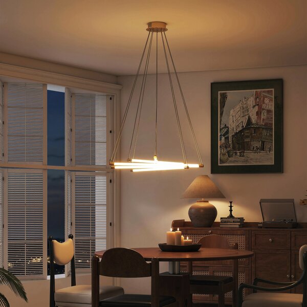 HOMCOM Lampada da soffitto con 5 tubi luminosi regolabili per soggiorno, sala da pranzo e cucina, 82x82x124 cm, oro e bianco | Aosom Italy