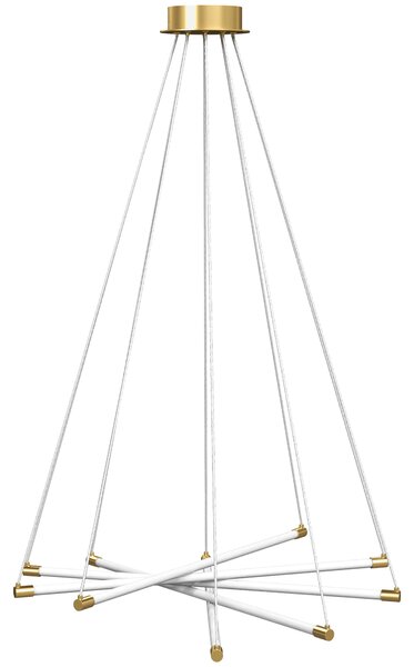 HOMCOM Lampada da soffitto con 5 tubi luminosi regolabili per soggiorno, sala da pranzo e cucina, 82x82x124 cm, oro e bianco | Aosom Italy