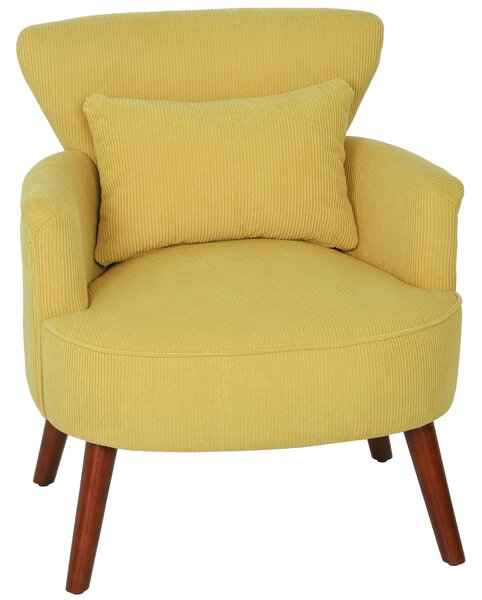 HOMCOM Poltrona Moderna con braccioli e cuscino lombare, Sedia imbottita con gambe in legno di caucciù, 69x69,5x78 cm, Giallo | Aosom Italy
