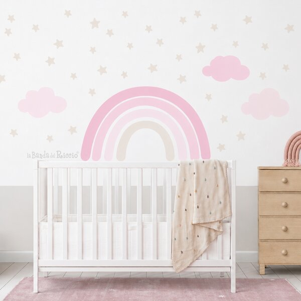 Junior Arcobaleno con stelle toni rosa - Adesivi Murali per Bambini
