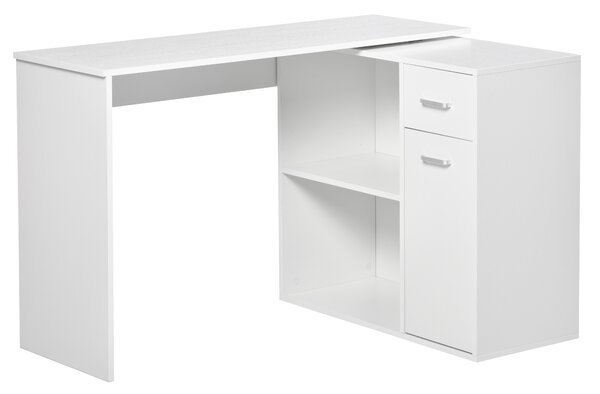 HOMCOM Scrivania angolare girevole a 180° per computer con libreria e cassetto, armadietto e postazione di lavoro, 117x82x74 cm, bianco | Aosom Italy