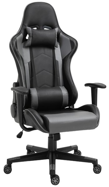 Vinsetto Poltrona da Ufficio Ergonomica, Sedia Gaming Girevole, in Pelle PU e Schiuma, 67,5x74x126-136 cm, Nero | Aosom Italy