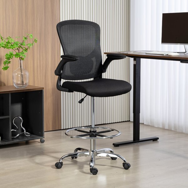 HOMCOM Sedia Moderno da ufficio ergonomica con supporto lombare 4D e braccioli ribaltabili, 60x60x108-132 cm, nero | Aosom Italy