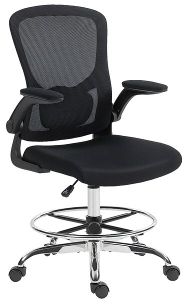 HOMCOM Sedia Moderno da ufficio ergonomica con supporto lombare 4D e braccioli ribaltabili, 60x60x108-132 cm, nero | Aosom Italy
