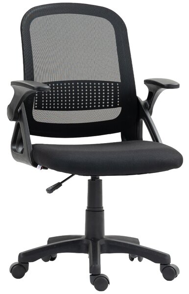 HOMCOM Sedia da Ufficio in Mesh Traspirante, Sedia Girevole Ergonomica con Braccioli Ribaltabili e Supporto Lombare, Nero | Aosom Italy